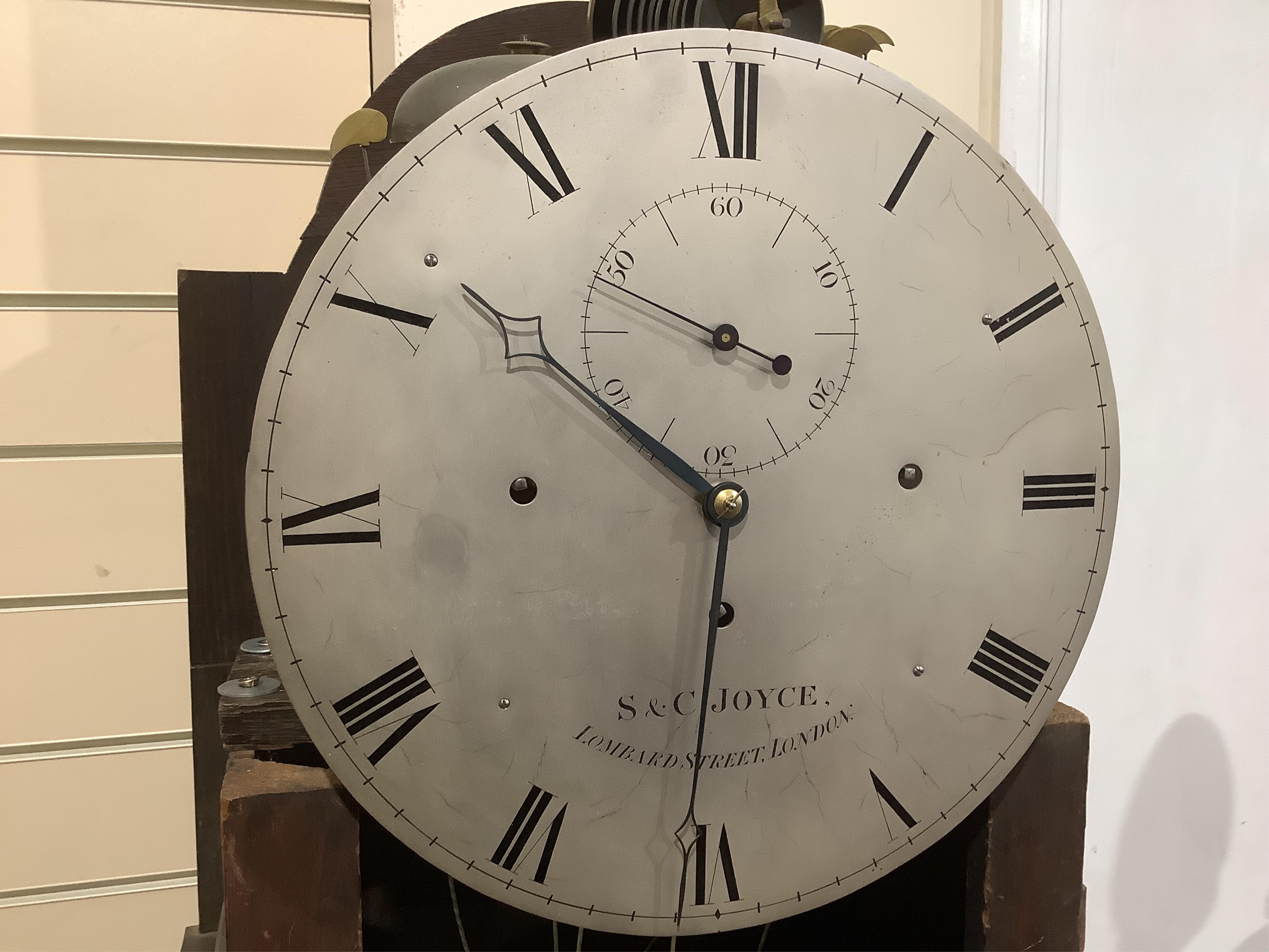 A George III mahogany and brass mounted longcase regulator by S & C Joyce, Lombard Street, London